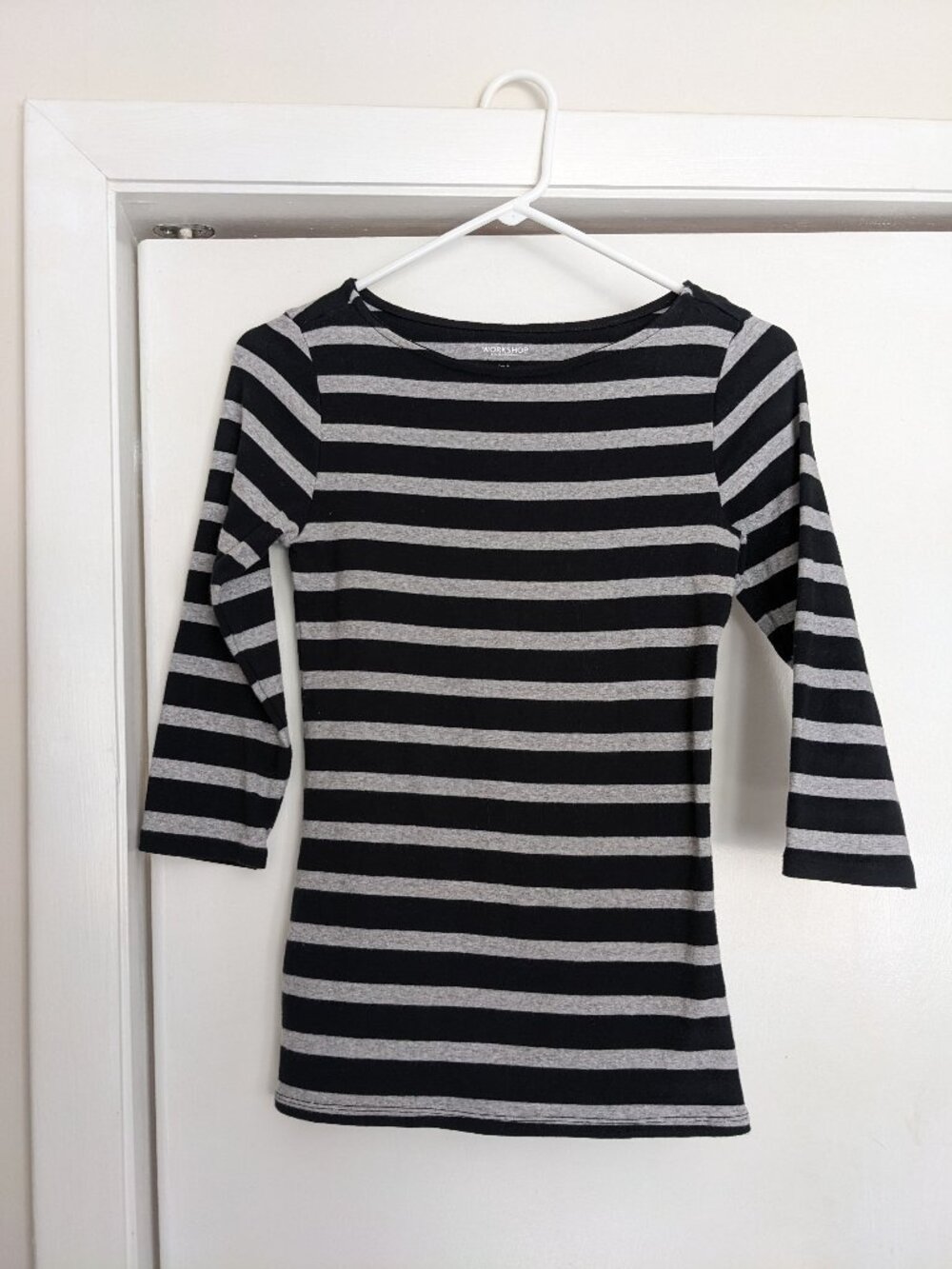 Striped black and light gray cotton shirt